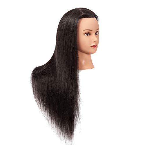 Cabeça de treinamento 26 -28 Manequin Head Hair Styling Manikin Cosmetology Doll Head Head Synthetic Fiber Hairdressing Modelo