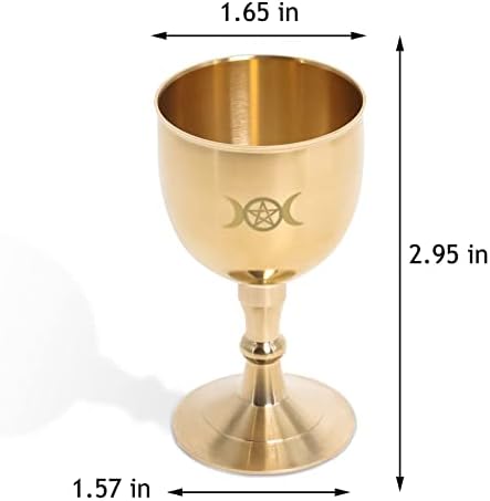 Poweka Golden Mini Altar Chalice e Altar Bell, Triple Moon Deusa