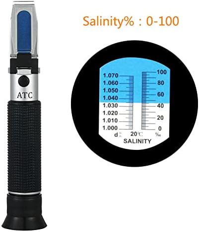 1* medidor de refratômetro de salinidade ajustável 0-100 ‰ Aquário Testador de água salgada de água do