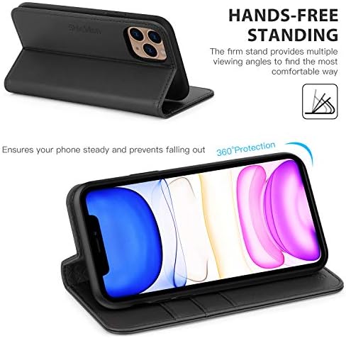 Shieldon iPhone 11 Pro Case, caixa de couro genuíno com [acordar/sono automático] [bloqueio de RFID] [shell TPU]