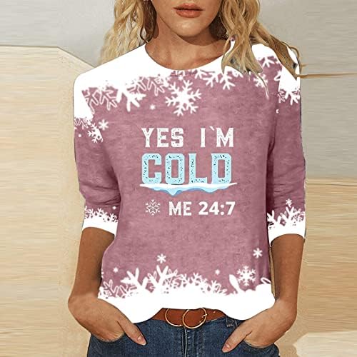 Moletom de Natal para mulheres Sim estou frio eu 24: 7 suéter de estampa de floco de neve