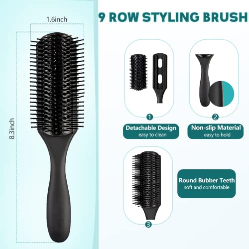 Brush de cabelo de 14pcs para mulheres e homens, destruindo a escova e o pente para cabelos encaracolados,