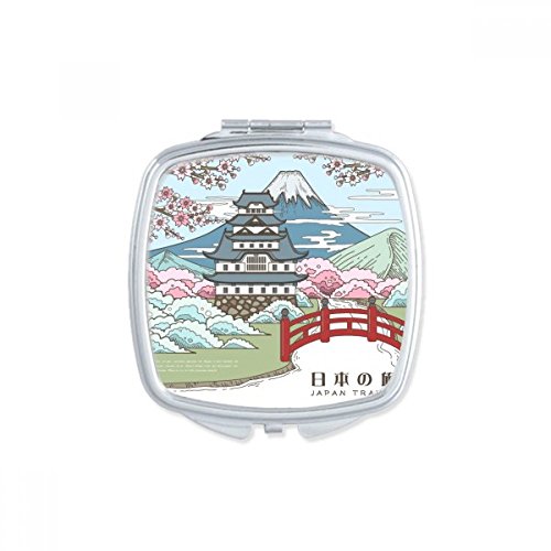 Mount Sakura Japão Ukiyo-e Square Mirror Portátil Compact Pocket Maquia