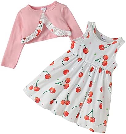 Damohony Toddler Baby Girls Dress and Cardigan Floral Dress e Bolero Shrug Spring Dress Summer Dress Conjunto