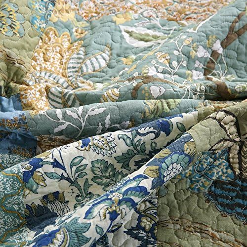 Newlake Bohemian Floral Pattern Pedread Quilt Conjunto com bordado costurado real, tamanho da rainha