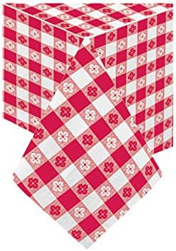 Hoffmaster Tissue/Poly Tlowcovers, 54 x 108, Gingham vermelho/branco