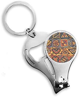 Africa aborígene aborígine colagem tribal desenho de pregos anel de unha anel de chave de corrente