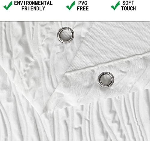 Cortana de chuveiro Muuyi, cortinas de chuveiro branco para banheiro, cortina de tecido de tecido à prova d'água