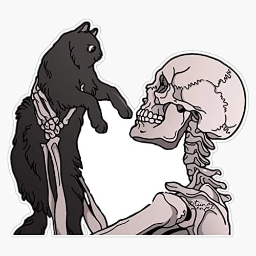 Esqueleto e um adesivo de gato preto Decalque de vinil 5