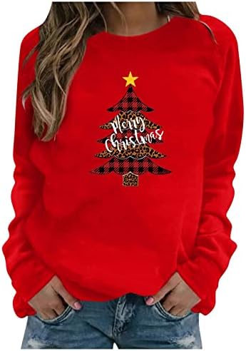 Sorto para mulheres para mulheres Feliz Christmas Crewneck camisas atléticas suéters de pulôver