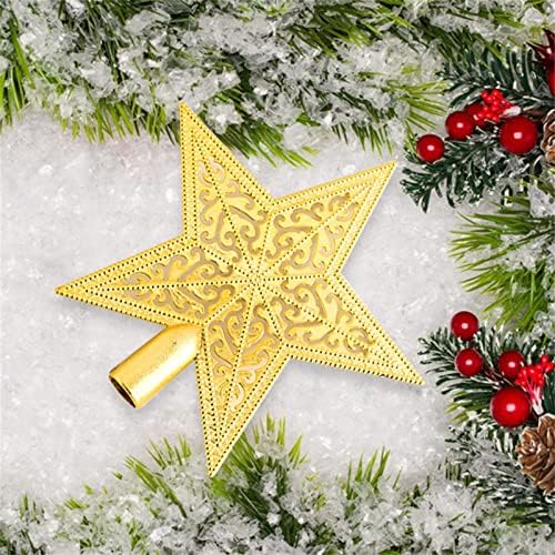 Ornamento grande de 5,9 polegadas Flat Star Tree Tree Topper Gold Decoração de Christmas Tree Top Star Gold