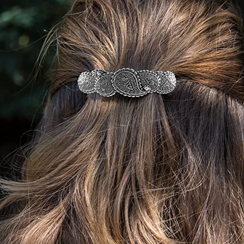 Pequeno clipe de cabelo de Paisley, barrette de metal criado à mão feito nos EUA com um pequeno clipe de