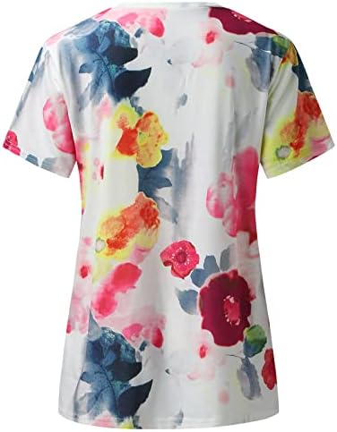 Uikmnh Teen Girl tops Floral Floral Casual Blusa de manga curta Crega de verão Túnica quente do