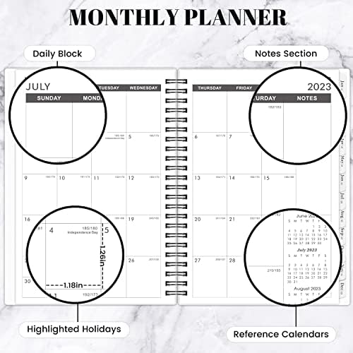 2023-2026 Planejador/calendário mensal-Planejador mensal de 3 anos 2023-2026, jul. 2023-junho de 2026, 6,3