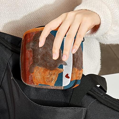 Bolsa de maquiagem de gato, bolsa de cosméticos, bolsa de higiene pessoal portátil para mulheres