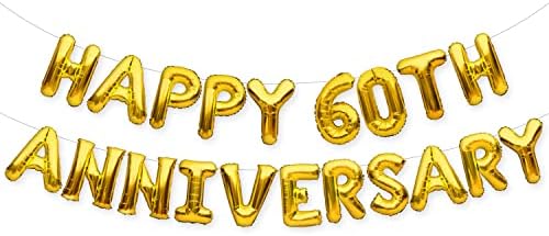 Partyforever feliz 60º aniversário balões banner ouro 60º aniversário decorações de festa sinal