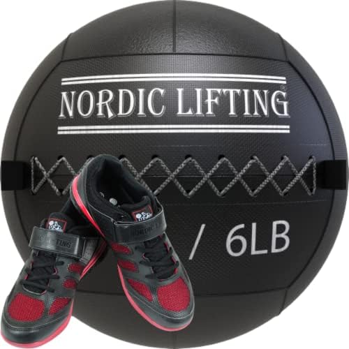 Bola de parede de elevação nórdica 6 lb pacote com sapatos Venja tamanho 8 - preto vermelho