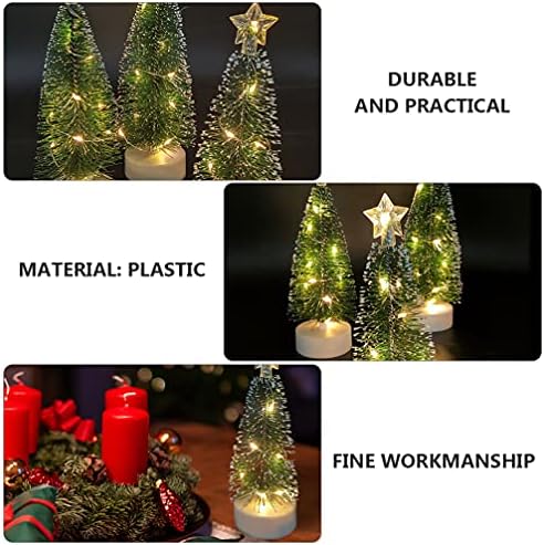 Toyvian 3pcs LED Christmas Tree Desktop Natal Tree Ornament Light Up Up Tree Snowy Figura novidade Festa de Natal