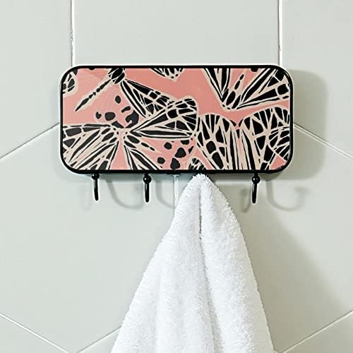 Ganchos de parede para ganchos de utilidades suspensos, padrão rosa abstrato, ganchos de banheiro ganchos