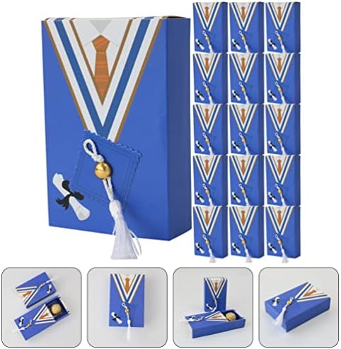Didiseaon Blue Candy Candy Gift Box 25pcs Favorias de graduação caixas de solteiro Caixas em forma
