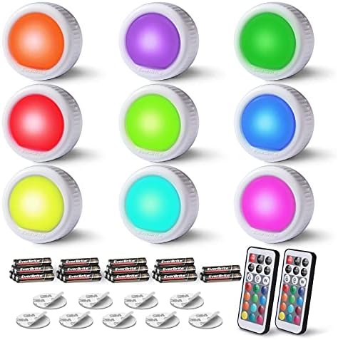 Everbrite 9-Pack Tap Light, Push Light, LED Puck Light, incluindo 27 baterias AAA, controle remoto