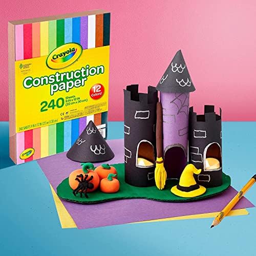 Papel de construção de Crayola, 12 cores variadas, papel infantil Arts & Crafts, presentes para crianças,