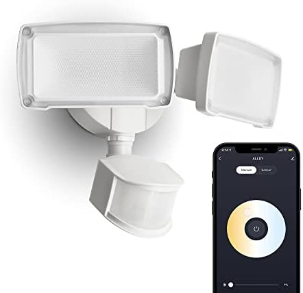 UME Smart Wi-Fi LED Segurança Sensor Light Motion Outdoor, trabalha com Alexa/Google, 3000lm, 2700-6500k,