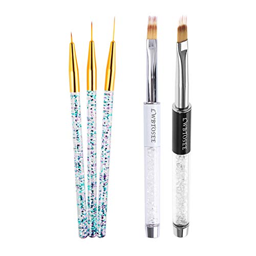 5pcs Pranche de caneta de unhas Conjunto para gel UV, gradiente Bloom e French Stripe Unh Nail Art | Escova de