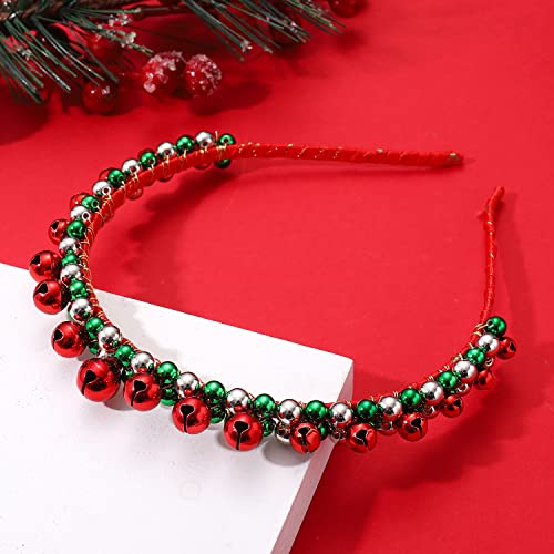 Bandas de cabeça de Natal de Heidkrueger para mulheres vermelhas de ouro verde/prata sinos de férias de Natal