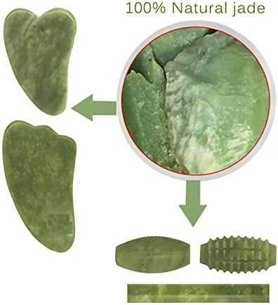 Rolo de massagem facial gua sha placa cabeças duplas jade stone jade roller guache, tipo 010