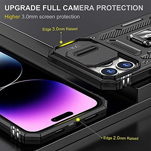 Caso robusto de Zenrich para o iPhone 14 Pro com protetor de tela de vidro temperado, capa da câmera