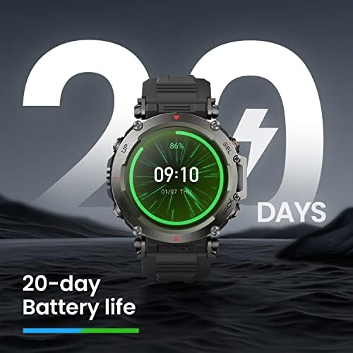 Amazfit T-Rex Ultra Smart Watch for Men, 20 dias de bateria, 30m Freediving, GPS de banda dupla e suporte