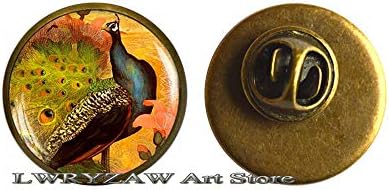 Broche de pavão, jóias de pavões de estilo vitoriano, pino de arte de vidro, pino de arte de pavão, m11