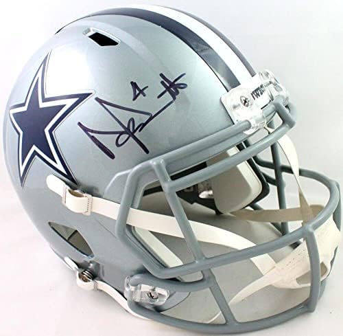 Dak Prescott autografou o Dallas Cowboys Speed ​​Speed ​​Commal Size Capacete