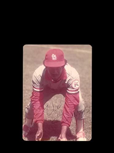 Vic Harris assinou a foto original de 1970, 4x5 Snaphot St Louis Cardinals em Cubs Wrigley