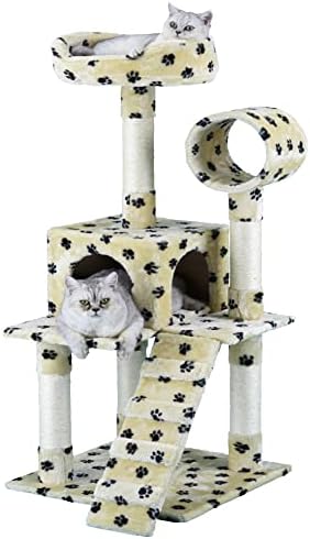 Go Pet Club 50 Compact Cat Tree Kitty Condoming Tower House Furniture com condomínio, túnel e escada