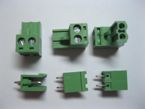 50 PCS Pitch Pitch 5,08mm 2way/pin parafuso Terminal Block Connector com pin reto de cor verde
