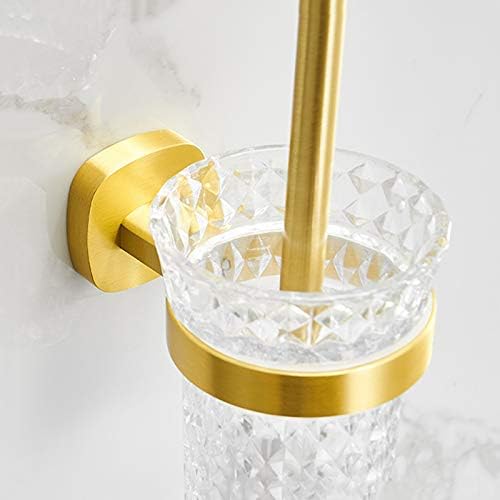 Escova de vaso sanitário escovado dourado tigela de vaso sanitário longa maçaneta higiênico escova de parede