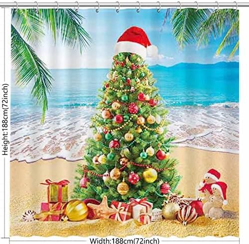 Allenjoy Summer Christmas Tree Tree Curtain Tropical Beach Xmas em julho Ano Novo Bathtubs Bathtubs