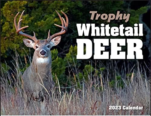 Trophy Whitetail Deer 2023 Calendário da parede suspensa - 19 x 11 2023 Planejador de compromissos mensais e organizador. Trophy Whitetail Bucks para todo caçador olhar!