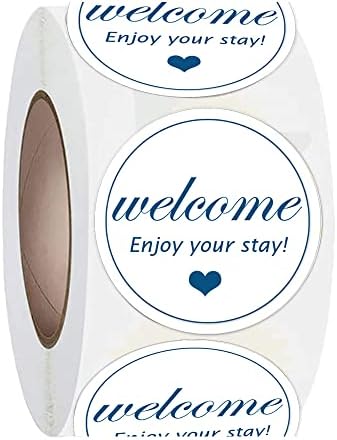 Top Label Hotel & Motel Welcome Stickers, 2 polegadas de boas -vindas Aproveite a sua estadia Cards Key