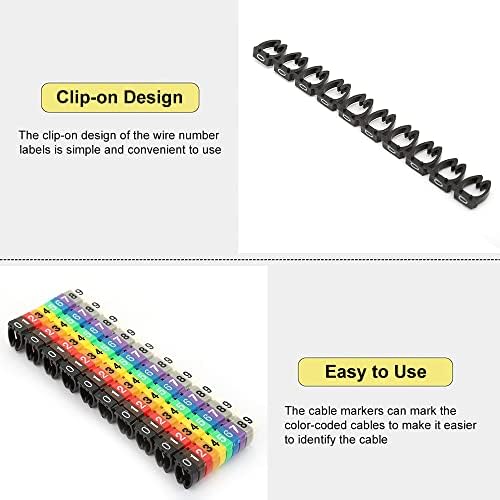 Marcadores de arame, número de fio Etiquetas de fios marcador de tubo marcador de cabo com clipe no design para