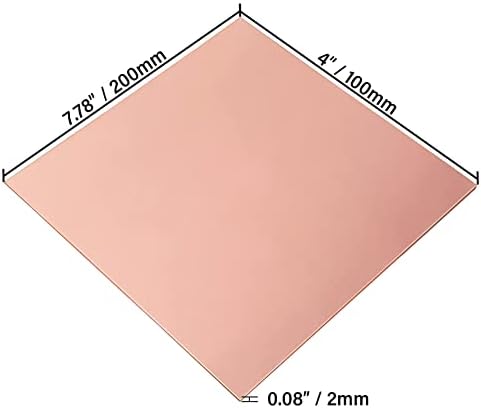 Folha de cobre DXCAICC 99,9% Placa de cobre pura Matérias -primas de alta pureza 100x200mm para material feito