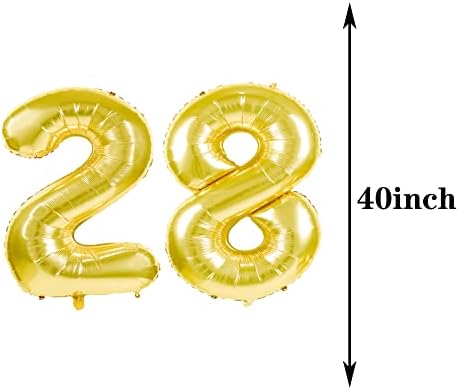 Sweet 28th Birthday Decorations Party Supplies, Gold Number 28 Balões, 28º Ballons Mylar Balloons