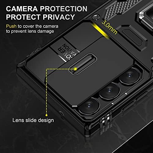 Androgate Samsung S23 Ultra Caso, Galaxy S23 Caso Ultra com protetor de tela HD, suporte de anel de metal