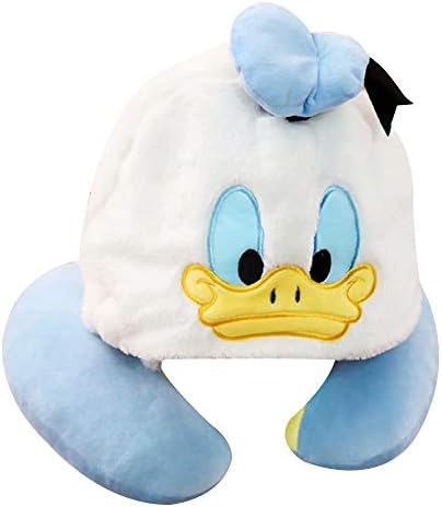 Finex fofo Donald Duck Travel Neck Pillow com capuz para o capuz para passeios de voo de avião longos