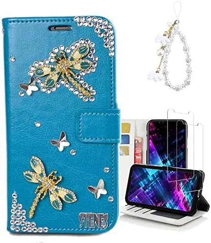 Fairy Art Crystal Cartlet Caixa de telefone compatível com Samsung Galaxy S23 Ultra - Dragonfly - Azul - 3D Madeiro