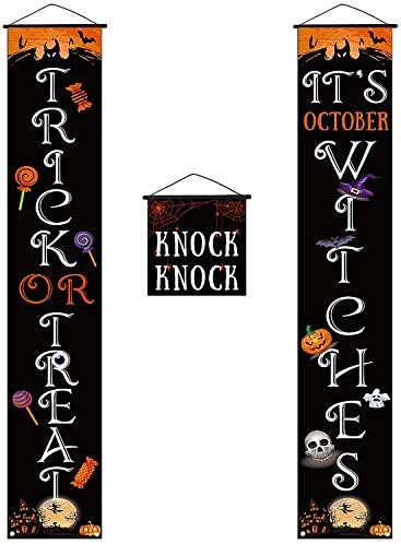 Decorações de Halloween Banner pendurada para a festa em casa em casa externa com truques ou travessuras,
