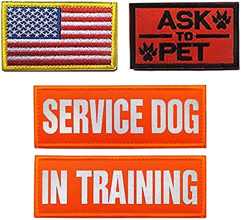 Homiego 4 Pack Service Dog em Treinamento Patch American Flag Pouse To Pet Militar Militar