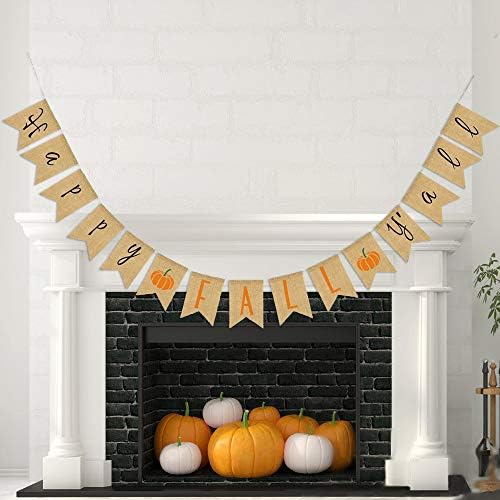 Bolsa feliz outono yall banner abóbora partido de ação de graças em casa decoração de lareira